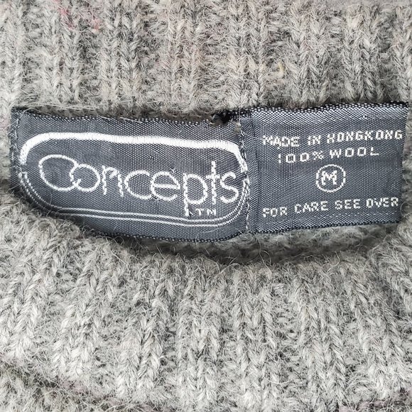 Vintage 80s Concepts Womens Scottie Dog Scottish Terrier Grey Wool Knit Sweater - Picture 4 of 7